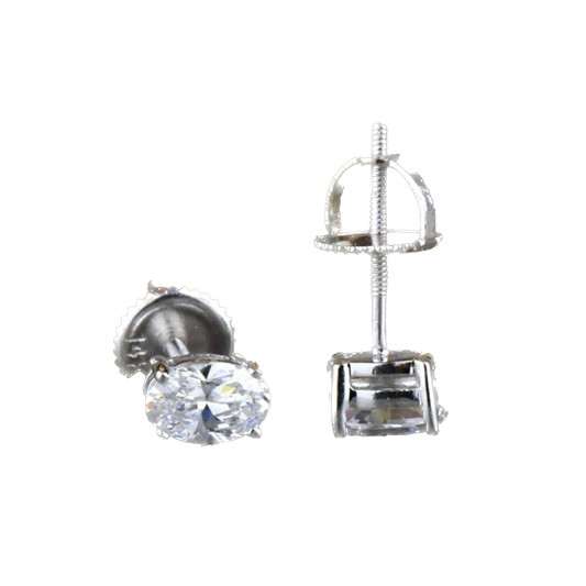 2.00TCW Oval Lab Grown Diamond Stud Screw Back Earring, IGI Certified 1 CT E/VS1 Oval Lab Grown Diamond Solitaire Earrings, Daily Wear Studs