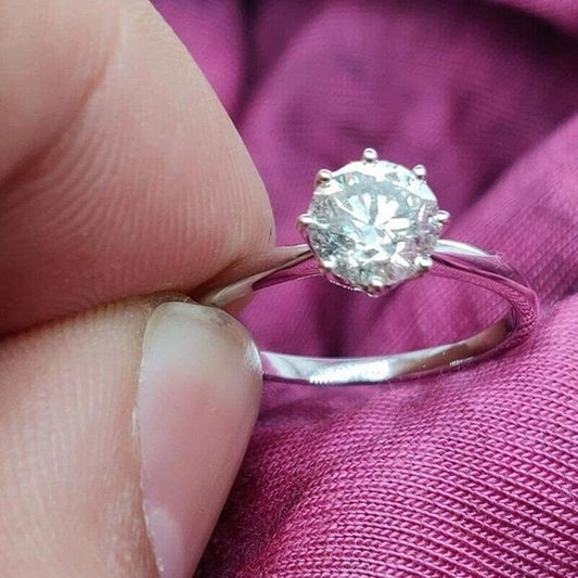 G/VVS2 Lab Grown Diamond Tulip Solitaire Ring, IGI Certified 1.20CT Round Diamond Engagement Ring, Birthday Gift Ring, Wedding Promise Ring
