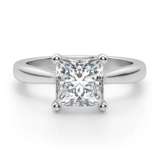 1.15CT Princess Cut Lab Grown Diamond Engagement Ring, 14K White Gold Wedding Ring, F/VVS2 Lab Grown CVD Diamond Solitaire Ring For Women