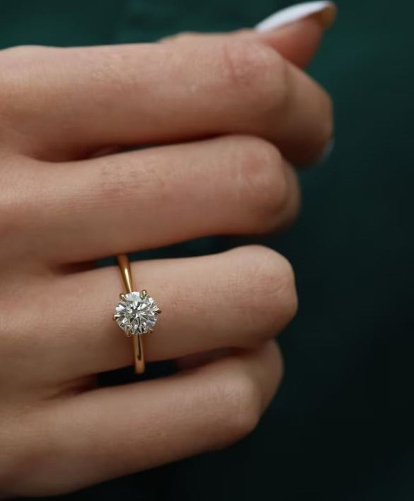 F/VS1 1.30CT Round Cut Lab Grown Diamond Wedding Ring, IGI Certified CVD Lab Grown Diamond Solitaire Engagement Ring, 14K Yellow Gold Ring