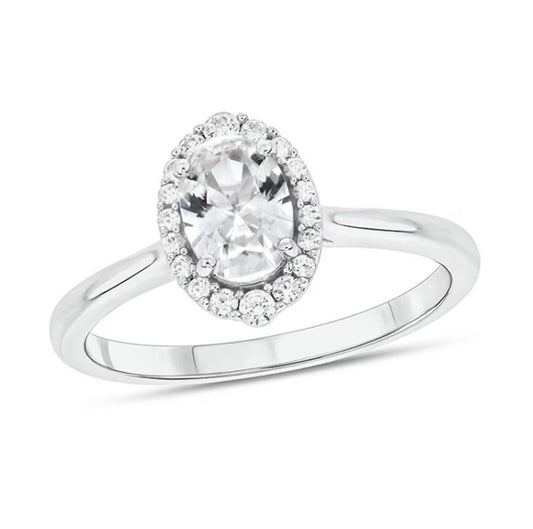 1.00CT G/VS2 Oval Lab Grown Diamond And 1/5 CT Diamond Halo Engagement Ring, IGI Certified 1.20TCW Lab Grown Diamond 14K White Gold Ring