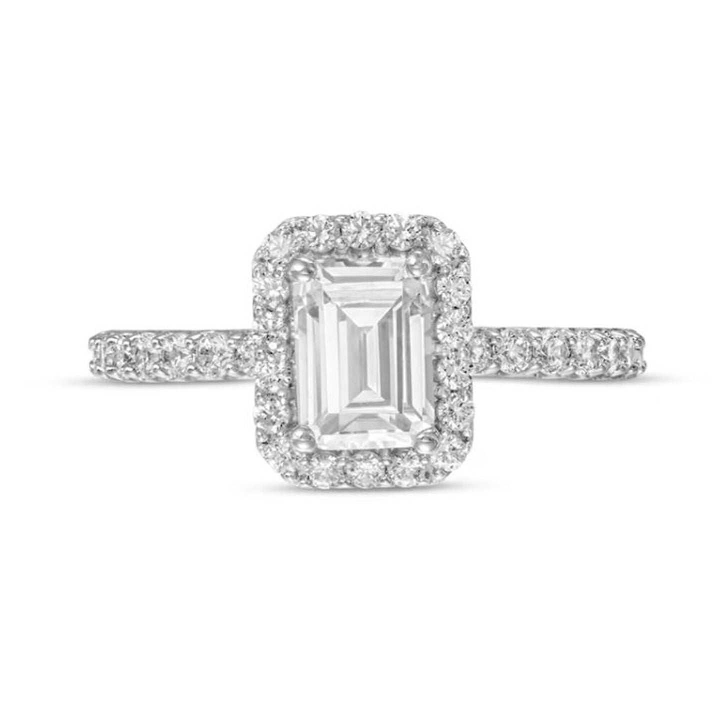 1 1/2 TCW (1 Carat F/VS1) Emerald Cut Lab Grown Diamond Halo Engagement Ring, Women's Wedding Anniversary Gift Ring, Christmas Ring For Her