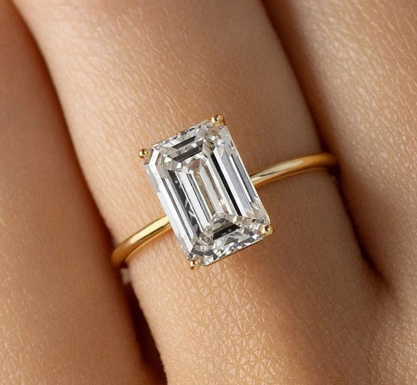 1.00CT Emerald Cut Lab Grown Diamond Solitaire Ring, 14K Gold Engagement Ring, Gift For Her, IGI Certified Emerald Lab Grown Diamond Ring