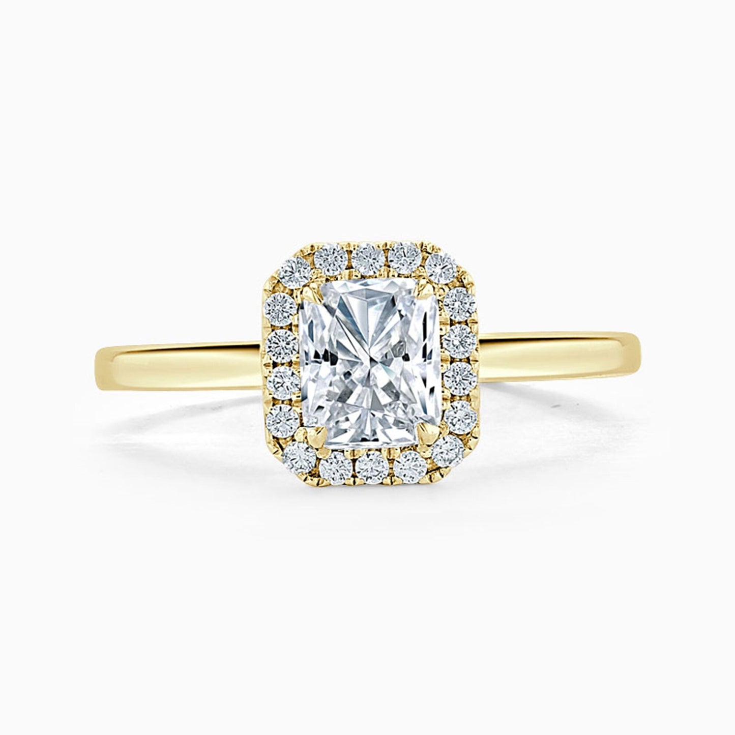 IGI Certified 1.25TCW (1 Carat, D/VS2) Radiant Cut Lab Grown Diamond Engagement Ring, CVD Diamond Halo Ring, 14K Gold Solitaire Wedding Ring