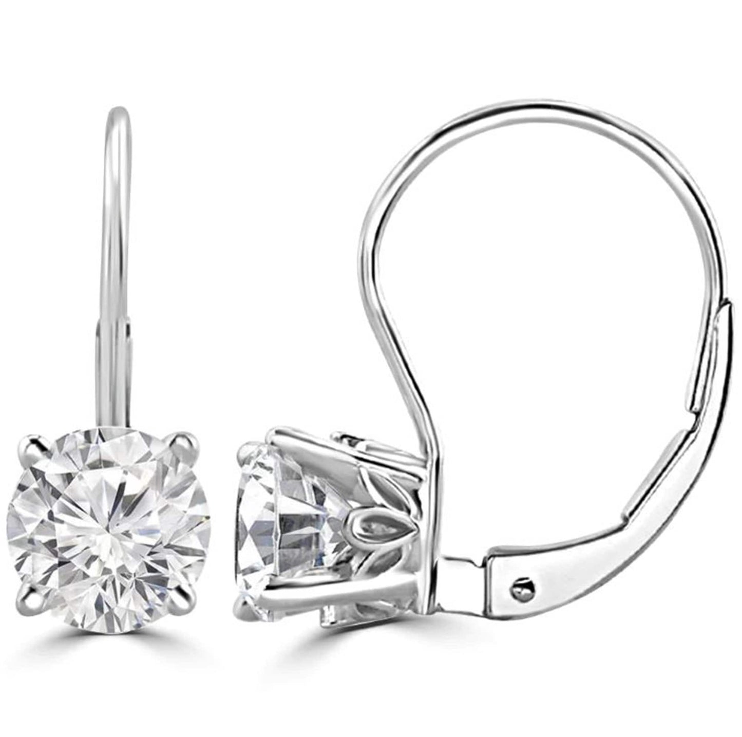 IGI Certified Lab Grown Diamond Solitaire Drop Lever Back Earrings, 2 TCW (1 Ct, G/VS1) Round Lab Grown Diamond Drop Earrings, Gift For Her