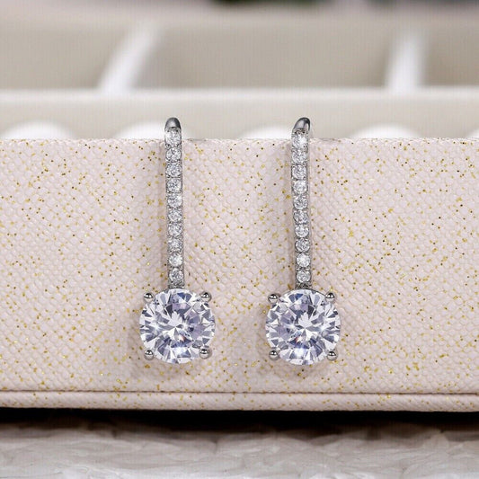 2.20TCW IGI Certified ( 1 Ct, G/VS2 ) Round Lab Grown Diamond Drop Dangle Earrings, Hook Lock Earrings, Wedding Engagement Gift Drop Earring