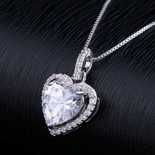 IGI Certified 2.20TCW (2Ct) Heart Lab Grown Diamond Halo Pendant, Valentine Gift For Love, 14K Gold Engagement Pendant,Wedding Proposal Gift