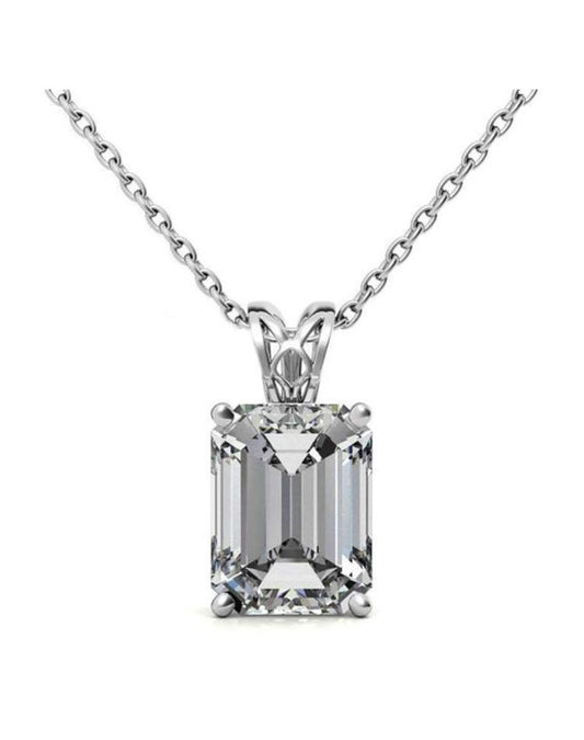 Lab Grown Diamond Daily Wear Pendant, IGI Certified 2.50CT Emerald Lab Grown Diamond Wedding Gift Pendant, 14K White Gold Engagement Pendant