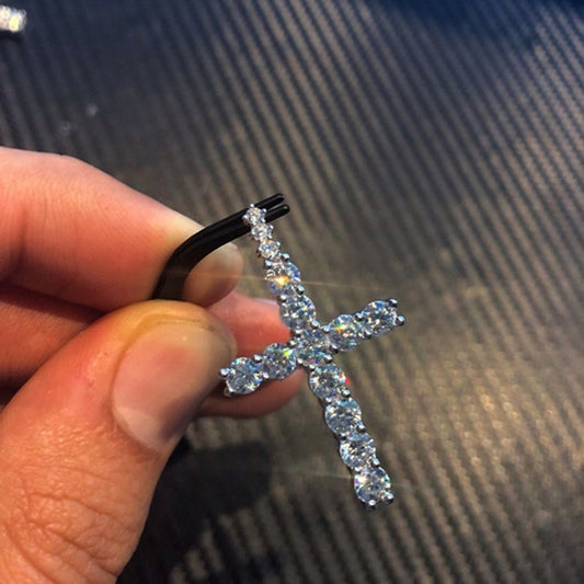2.55TCW Round Cut Lab Grown Diamond Cross Pendant, Men & Women's Religious Pendant, Christian Cross Pendant, 14K Gold Christmas Gift Pendant