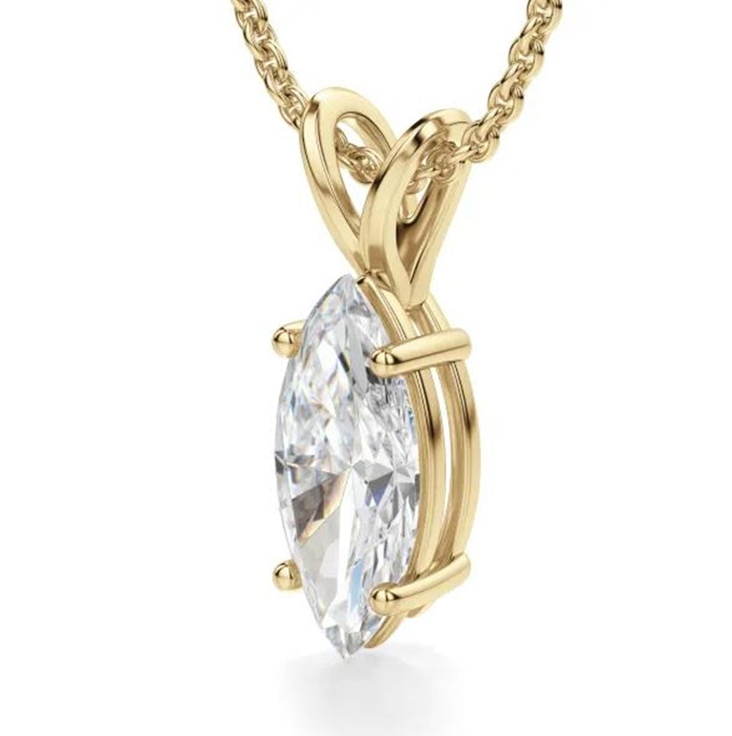 Solitaire Pendant For Women, IGI Certified 1 Ct To 2 Ct Marquise Lab Grown Diamond Daily Wear Pendant, 14K Gold Engagement Wedding Pendant