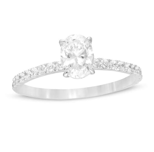 1.25TCW Oval Lab Grown Diamond (1 Carat, F/VS2) IGI Certified Ring, 14K Gold Engagement Ring, Women's Wedding Anniversary Ring, Promise Ring