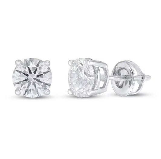 1.50TCW (0.75 Carat E-F, VVS-VS) Round Lab Grown Diamond Solitaire Stud Earrings, Screw Back Stud Wedding Earrings, Birthday Gift For Her