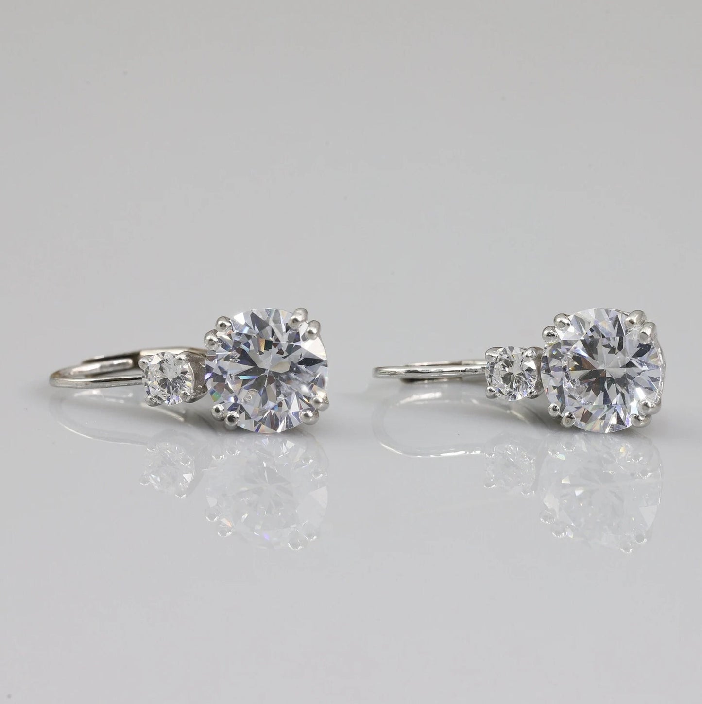 IGI Certified 2.32TCW (2 Carat) Round Lab Grown Diamond Drop Dangle Earrings, 14K White Gold Wedding Engagement Earrings, Two Stone Earrings