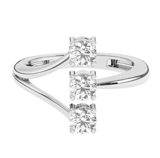 0.75TCW (0.50CTx3) Round Lab Grown Diamond Three Stone Ring, Minimalist Gap Ring, E-F/VVS-VS Lab Grown CVD Diamond Wedding & Engagement Ring