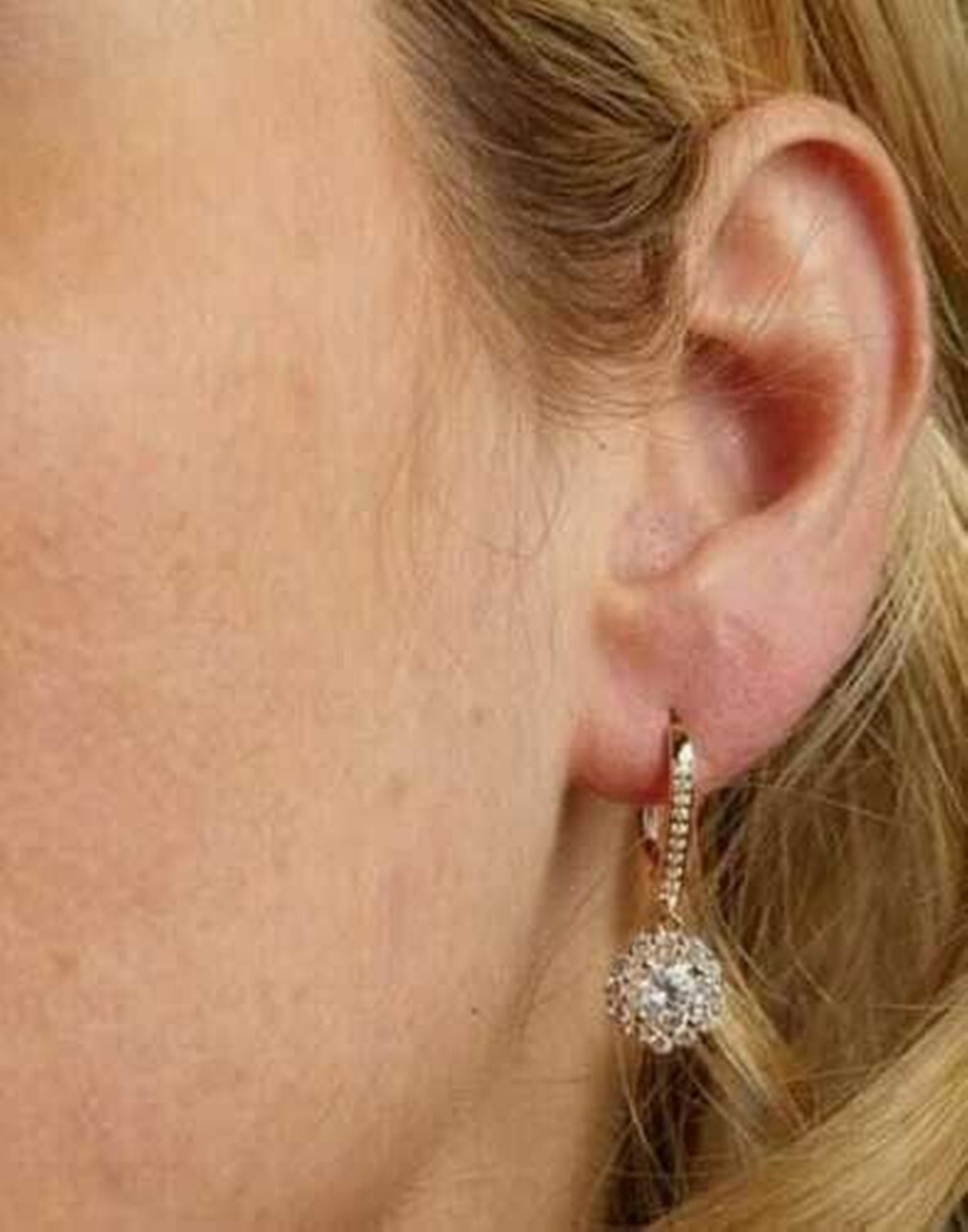 2.55TCW Round Lab Grown Diamond Dangle Drop Earrings, Halo Drop Earring, Leverback Dangle Earring, Gift For Her, Wedding Engagement Earrings