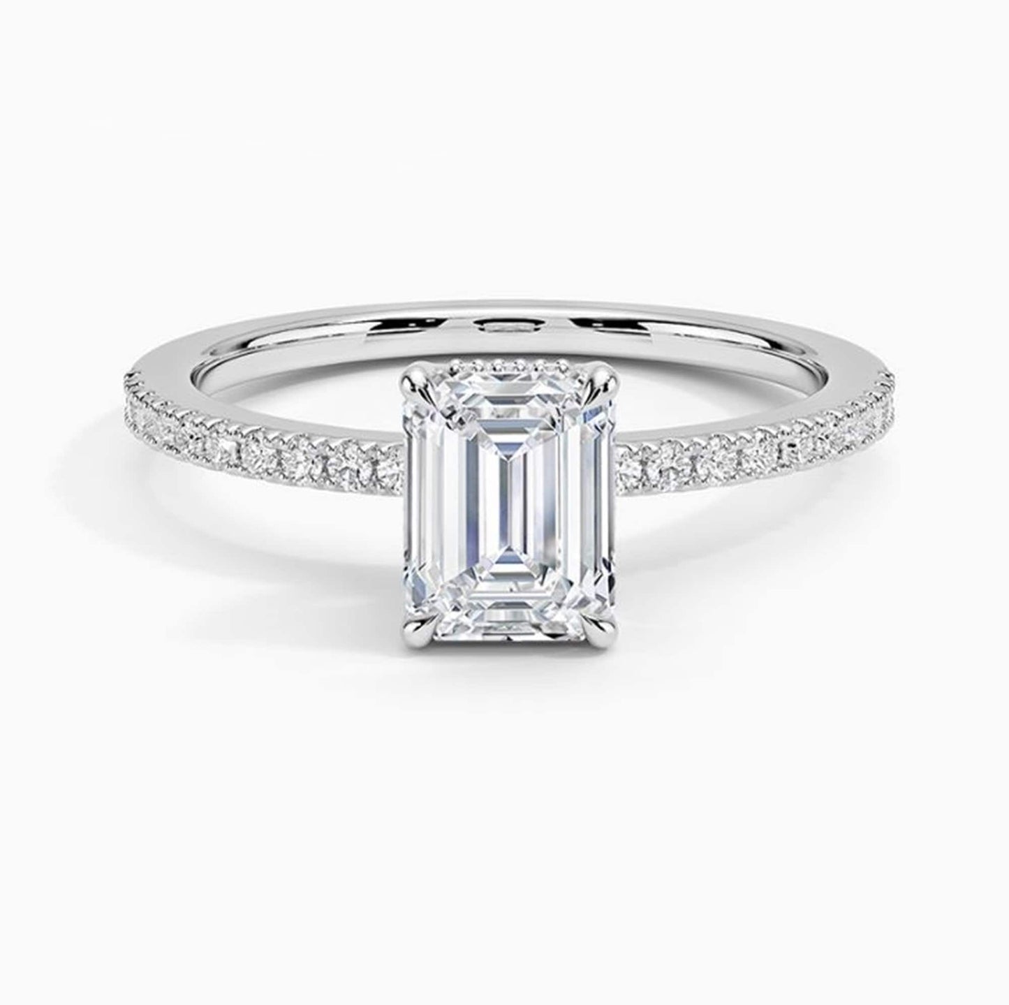 IGI Certified Emerald Cut Lab Grown Diamond Engagement Ring, Hidden Halo Ring, 1.35TCW ( 1.00CT, E/VVS2) CVD Lab Gown Diamond Wedding Ring