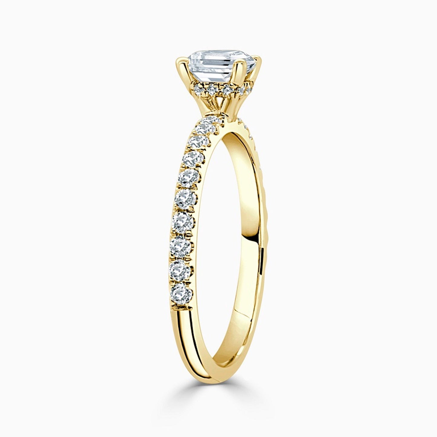 Lab Grown Diamond Yellow Gold Ring, IGI Certified 1.30TCW Princess Lab Grown Diamond (1 Ct, D/VS1) Wedding Ring, Hidden Halo Engagement Ring