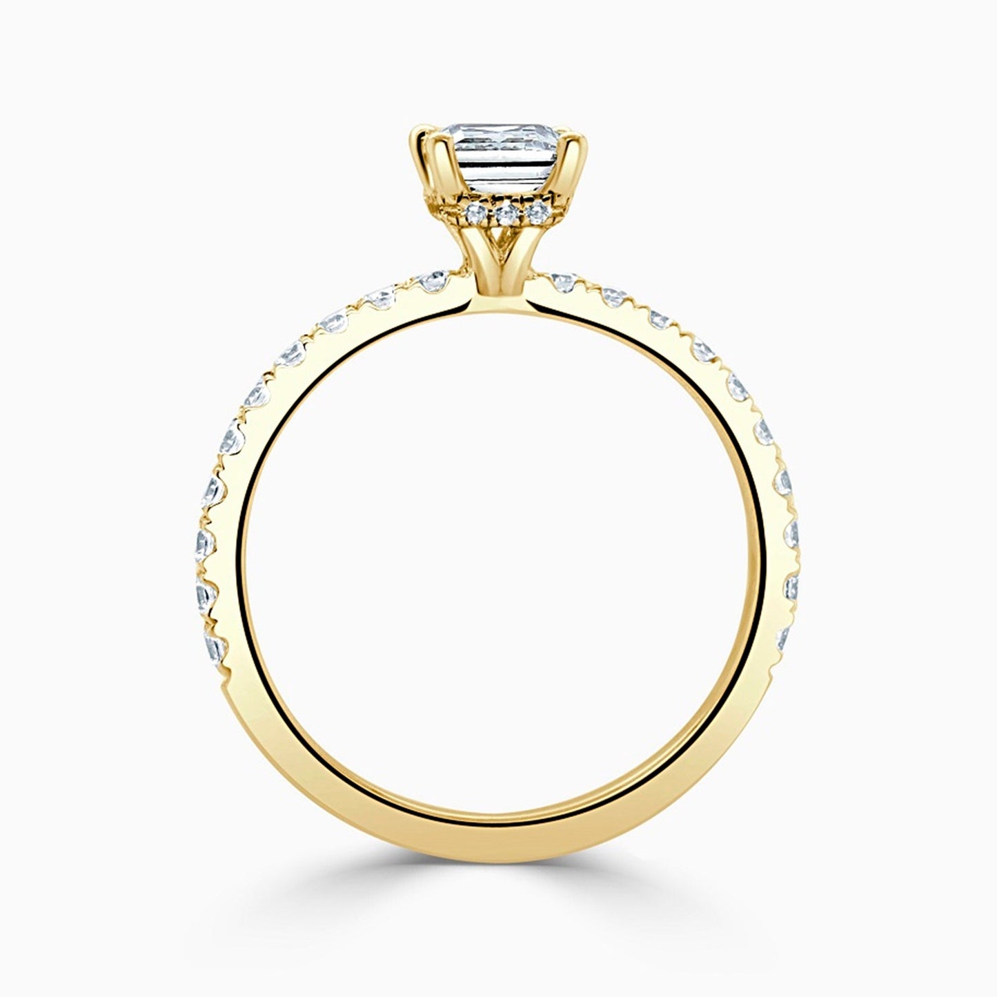 Lab Grown Diamond Yellow Gold Ring, IGI Certified 1.30TCW Princess Lab Grown Diamond (1 Ct, D/VS1) Wedding Ring, Hidden Halo Engagement Ring