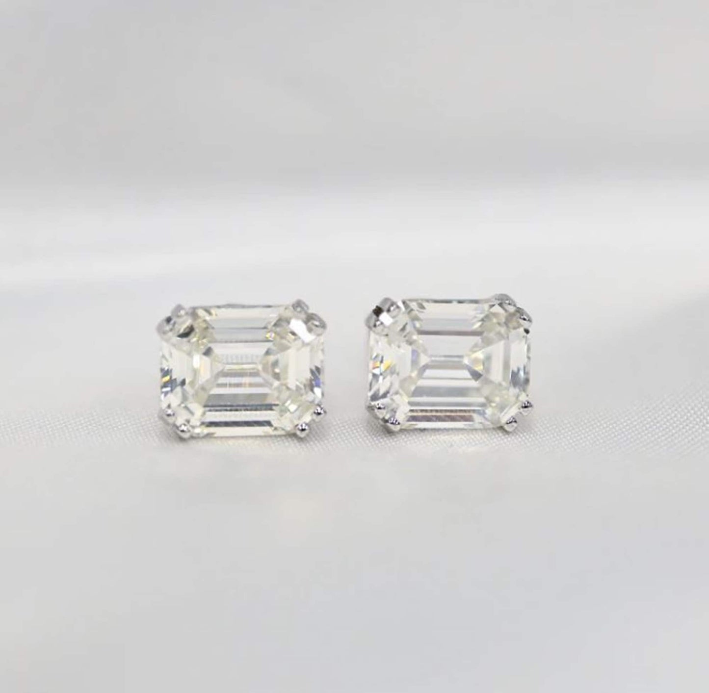 IGI Certified 2 TCW (1 Ct, F/VVS2) Emerald Cut Lab Grown Diamond Stud Earrings, Push Back Solitaire Stud Earring, Wedding Earrings For Women