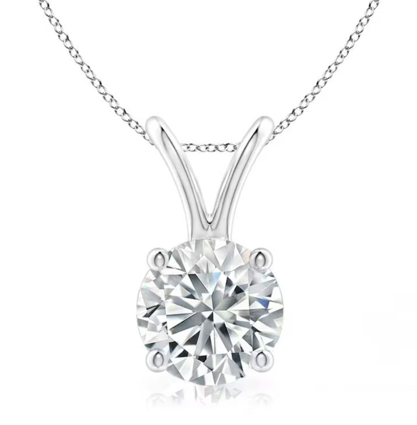 1.00Ct To 2.00Ct Round Lab Grown Diamond Solitaire Pendant, Women's Wedding Anniversary Gift Pendant, Daily Wear Pendant, Engagement Pendant