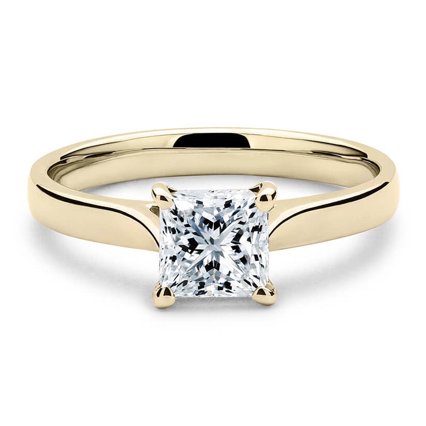 Princess Lab Grown Diamond Solitaire Ring, 14K Yellow Gold Engagement Ring, IGI Certified 1.00CT To 2.00CT Lab Grown Diamond Wedding Ring