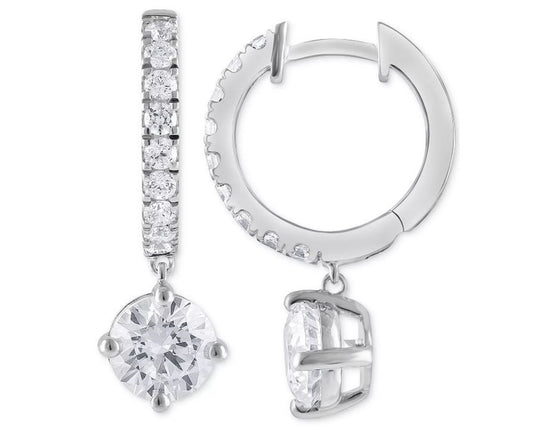 Lab Grown Diamond Drop Dangle Earrings, IGI Certified 3TCW (1.25Ctx2) Round Lab Grown CVD Diamond Drop Earrings, Wedding Engagement Earrings