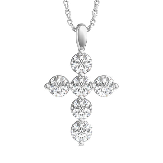 1.00TCW E-F, VVS-VS Round Lab Grown Diamond Cross Pendant, Men & Women's Religious Cross Pendant, 14K Gold Cross Pendant For Christmas Gift