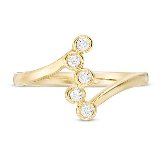 E-F/VVS-VS Lab Grown Diamond Vertical Scatter Ring, Bezel Set Engagement Ring, 0.15TCW Round Lab Grown Diamond Wedding Ring, 14K Gold Ring