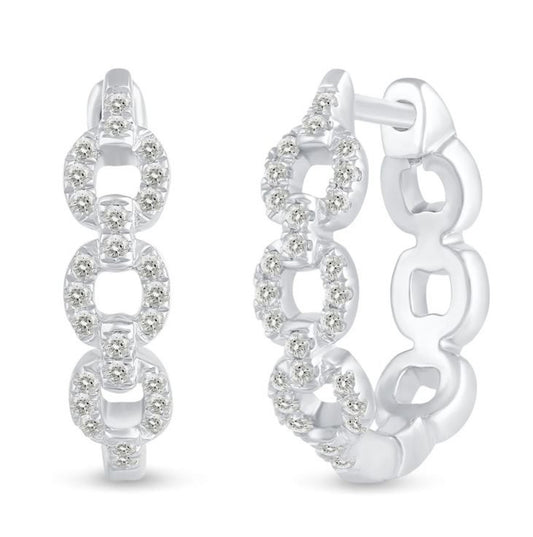 0.60TCW Lab Grown Diamond Hoop Huggie Earrings, 14K Gold Hoop Earrings, E-F, VVS-VS Round CVD Lab Grown Diamond Chain Link Hoop Earrings