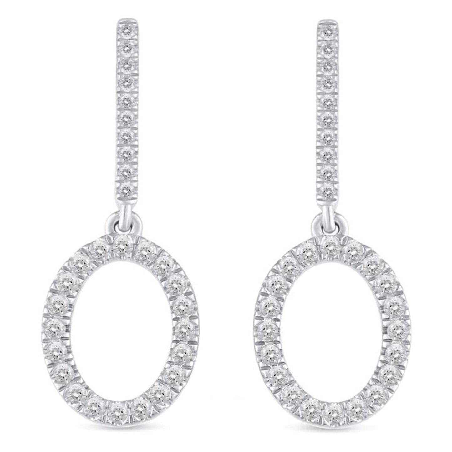 0.70TCW Round Lab Grown Diamond Open Oval Dangle Drop Earrings, Push Back Drop Earrings, Valentine's Gift For Women, CVD Diamond Earrings