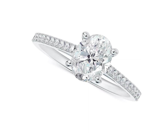 IGI Certified Lab Grown Diamond Engagement Ring, 1.80TCW (1 Carat, G/VS1) Oval CVD Lab Grown Diamond Wedding Ring, Women's Anniversary Gift