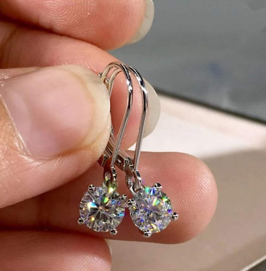 2.50TCW IGI Certified 1.25 Carat H/VVS2 Round Lab Grown Diamond Drop Dangle Earrings, Lever Back Drop Earrings, Solitaire Diamond Earrings