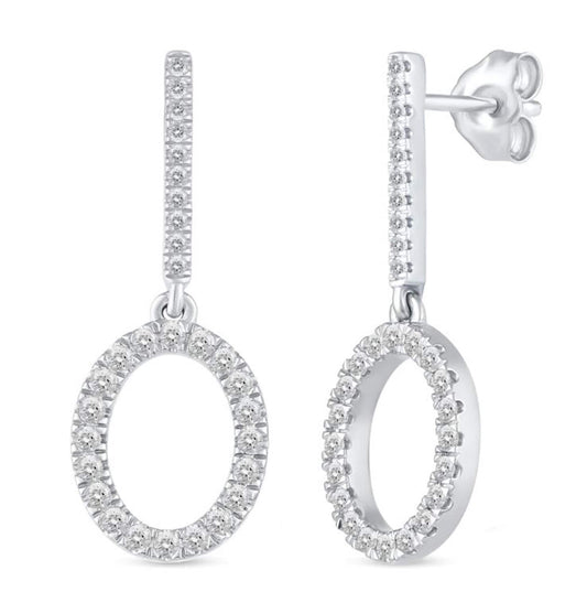 0.70TCW Round Lab Grown Diamond Open Oval Dangle Drop Earrings, Push Back Drop Earrings, Valentine's Gift For Women, CVD Diamond Earrings
